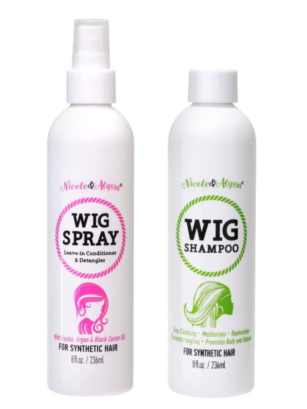 ] Wig Spray & Shampoo Combo – Detangling Synthetic Hair Care, Soak & Rinse Formu